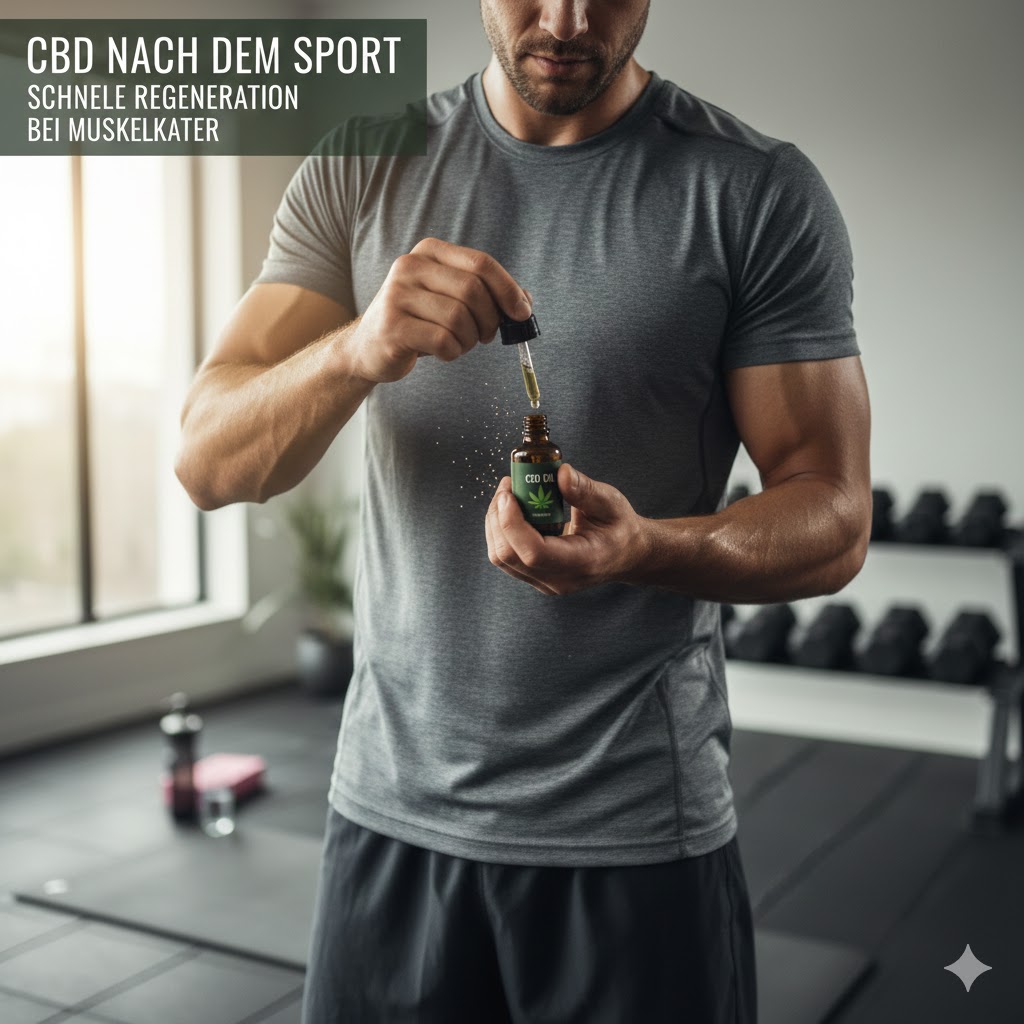 CBD Tropfen nach dem Sport gegen Muskelkater Anwendung direkt nach dem Training