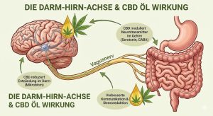 Cannadoca Online Shop - Premium CBD Produkte kaufen Illustration der Darm-Hirn-Achse und die Wirkung von CBD Öl auf die Verbindung