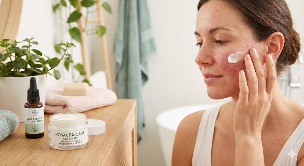 Sanfte CBD Kosmetik Creme für Rosacea Hautpflege bei empfindlicher Haut